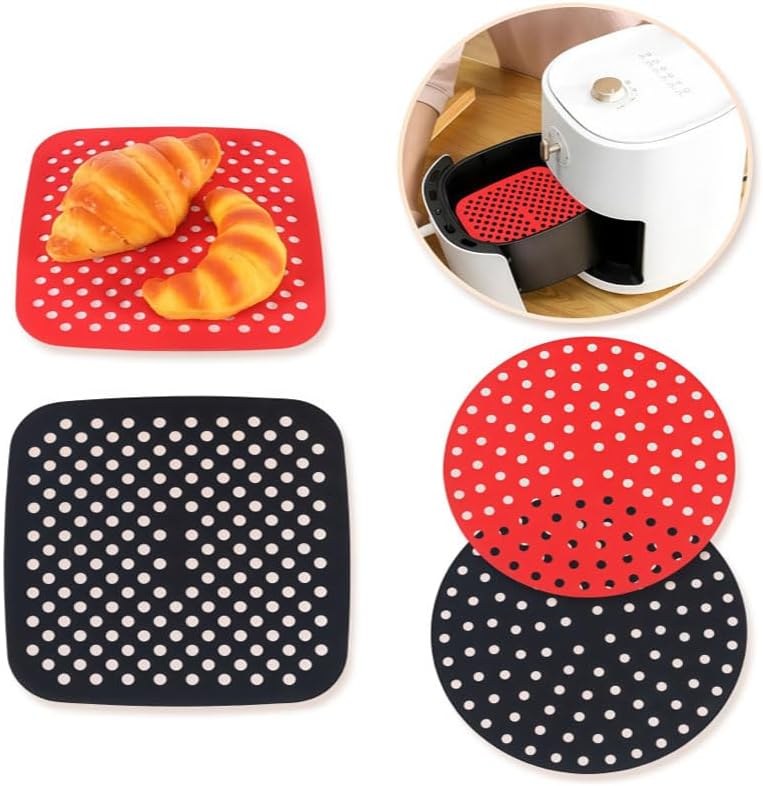 2 Pack Reusable Air Fryer Liners for 5-7QT Fryers,Silicone Air Fryer Liners Easy to Clean Air Fryer Accessories Non-Stick Parchment Paper Replacement (9", Round) thumbnail 4