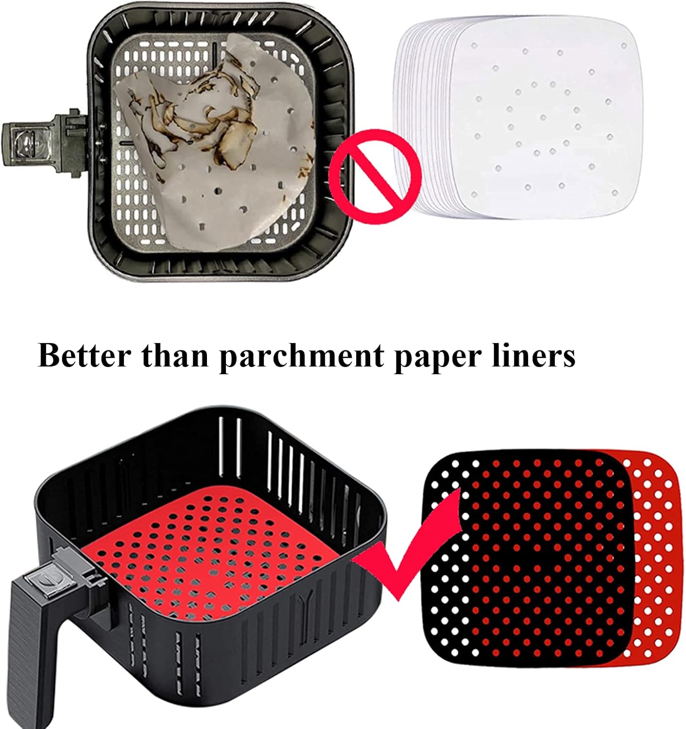 Air Fryer Silicone Liners,2 Pack 8.5 Inch Reusable Food-Grade Silicone Mat, Non-stick Heat Resistant Air Fryer Accessories