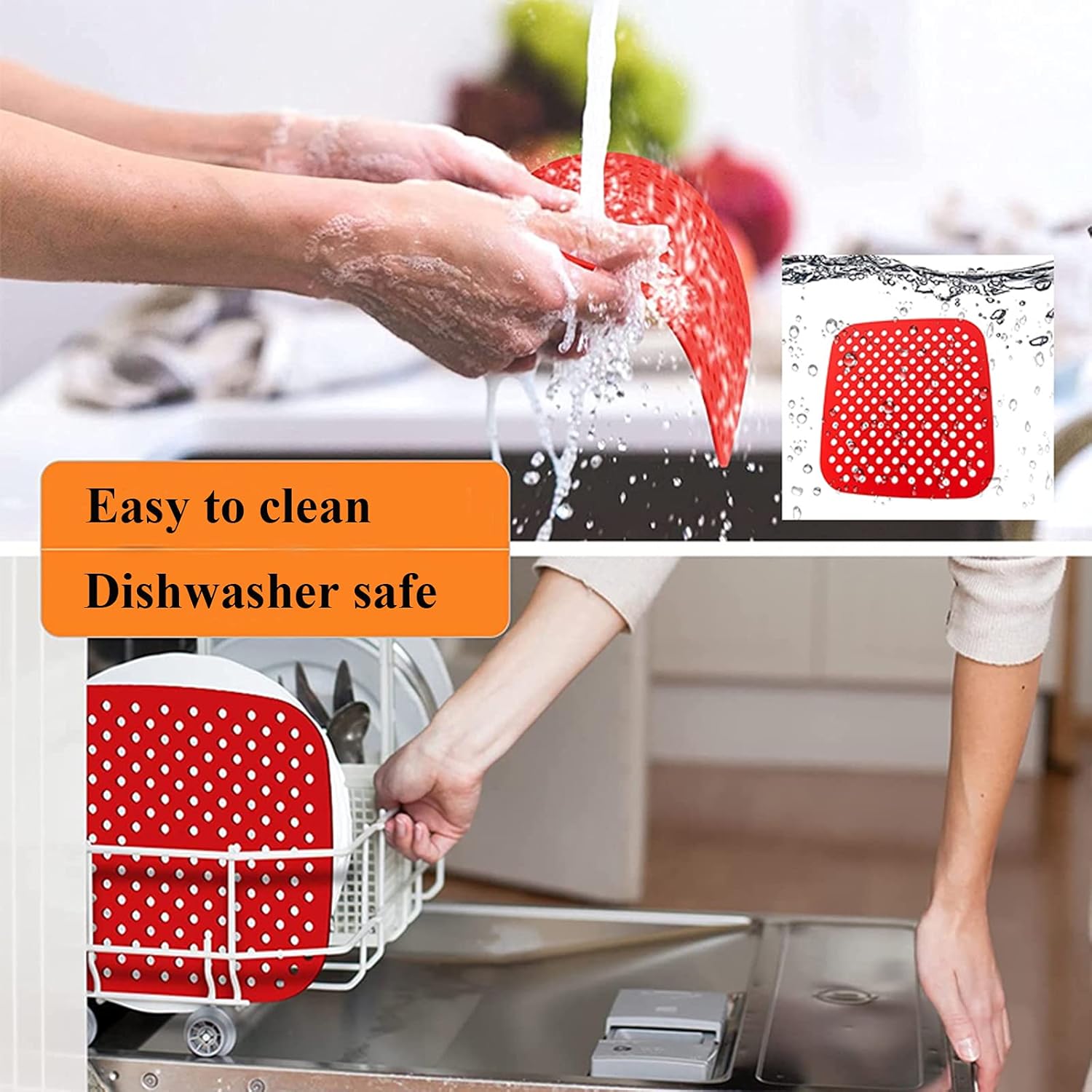 Air Fryer Silicone Liners,2 Pack 8.5 Inch Reusable Food-Grade Silicone Mat, Non-stick Heat Resistant Air Fryer Accessories