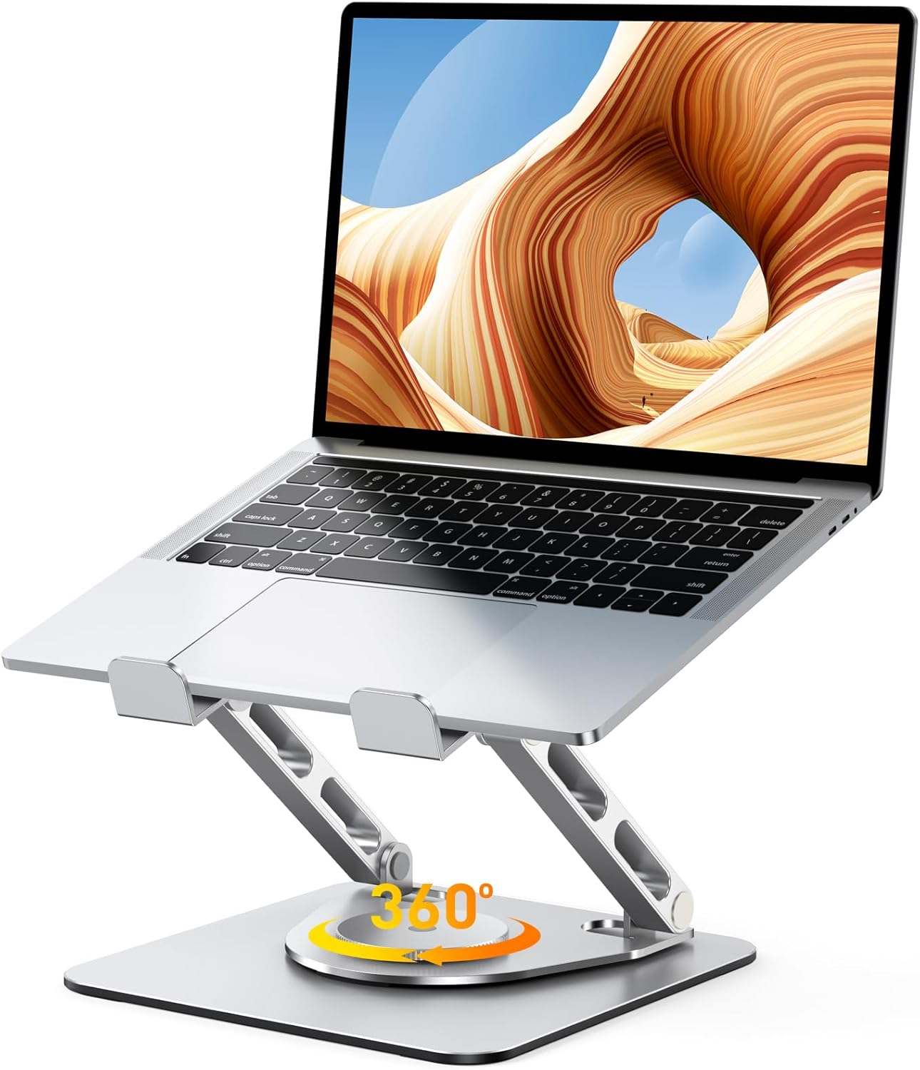 Zewwen 360° Flexible Rotating Laptop Stand for Desk, Ergonomic Adjustable Laptop Riser Holder with Dual-bar Support, Portable Computer Stand for MacBook Air Pro, Dell XPS, HP (10-1 thumbnail 1