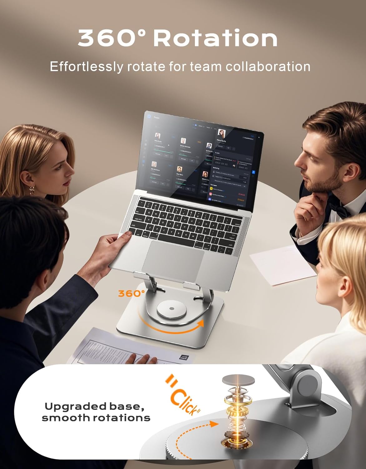 Zewwen 360° Flexible Rotating Laptop Stand for Desk, Ergonomic Adjustable Laptop Riser Holder with Dual-bar Support, Portable Computer Stand for MacBook Air Pro, Dell XPS, HP (10-1 thumbnail 2