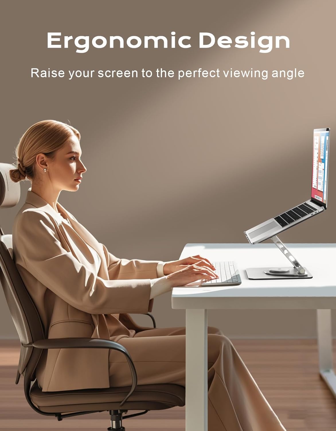 Zewwen 360° Flexible Rotating Laptop Stand for Desk, Ergonomic Adjustable Laptop Riser Holder with Dual-bar Support, Portable Computer Stand for MacBook Air Pro, Dell XPS, HP (10-1 thumbnail 3