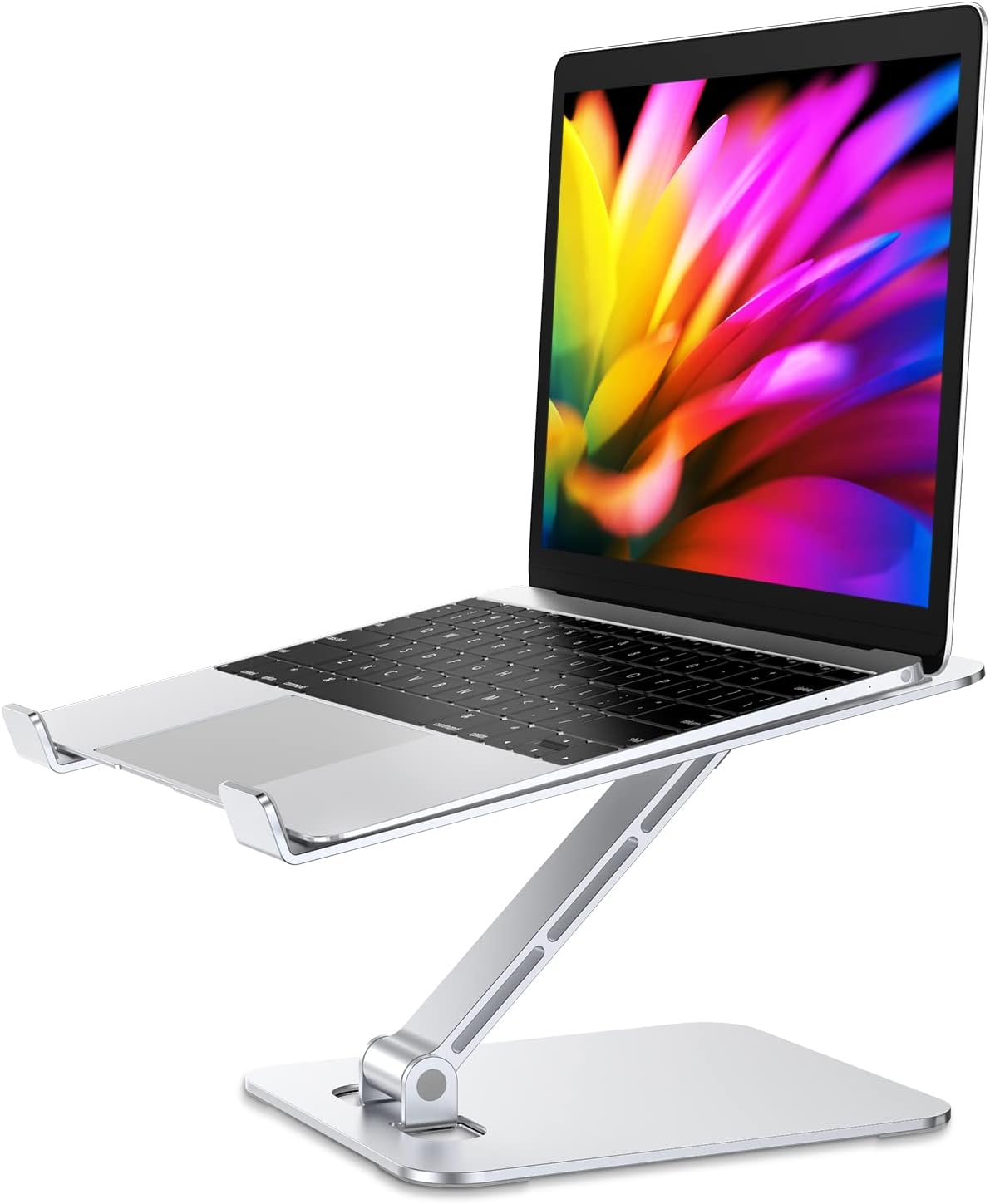 Zewwen Laptop Stand for Desk, Ergonomic Adjustable Foldable Computer Stand with Heat-Vent, Aluminium Alloy Laptop Riser Compatible with MacBook Air, Pro, Dell XPS, Samsung, 10”-16" thumbnail 1