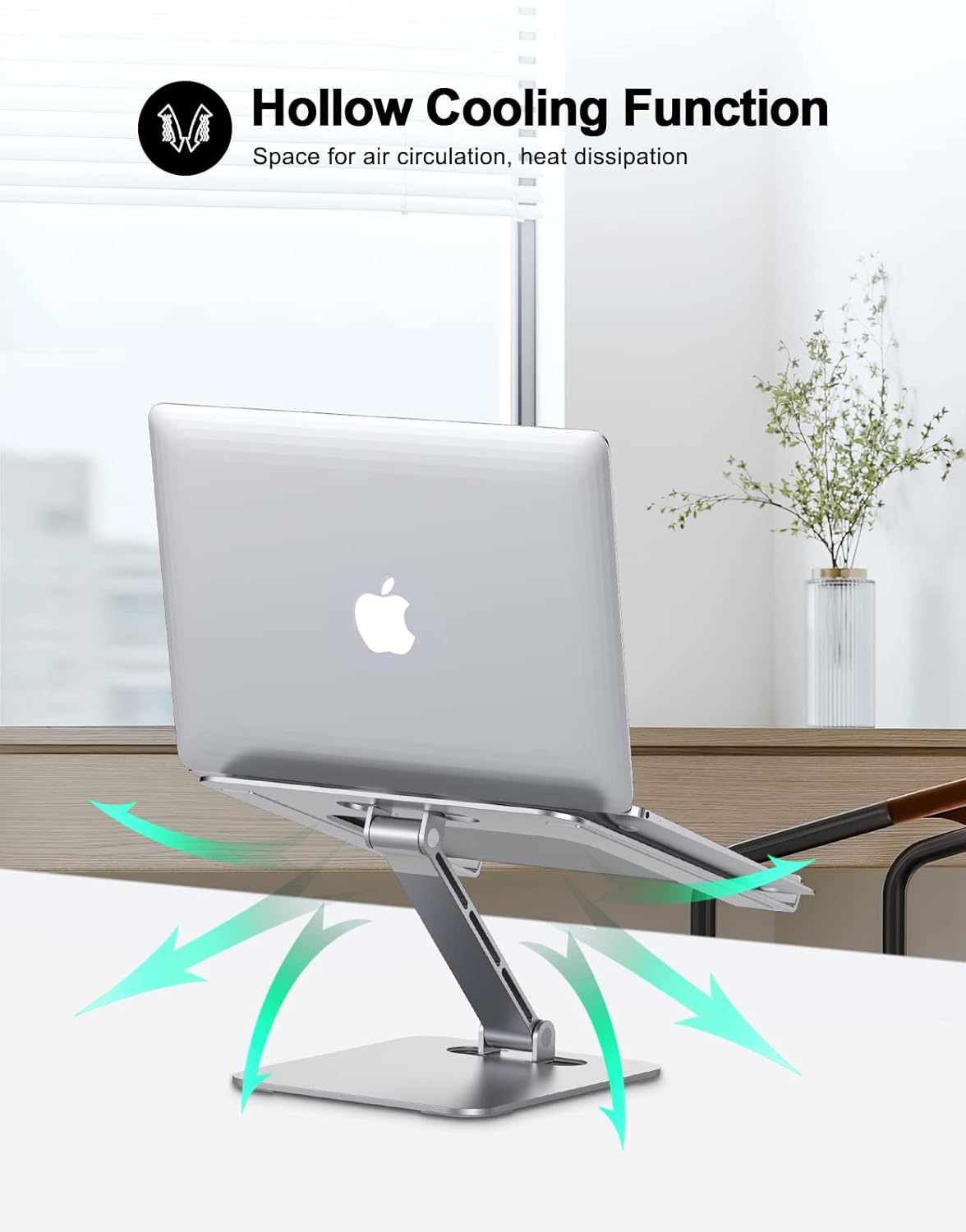 Zewwen Laptop Stand for Desk, Ergonomic Adjustable Foldable Computer Stand with Heat-Vent, Aluminium Alloy Laptop Riser Compatible with MacBook Air, Pro, Dell XPS, Samsung, 10”-16" thumbnail 3